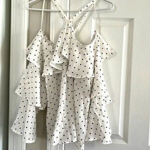 Express women tops off shoulder, size medium, polkadot